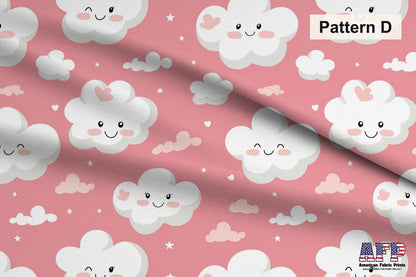 Bears, Clouds, & Stars Fabric Set.  Choose Your Patterns. Pattern D shown. Shop now at American Fabric Prints.
