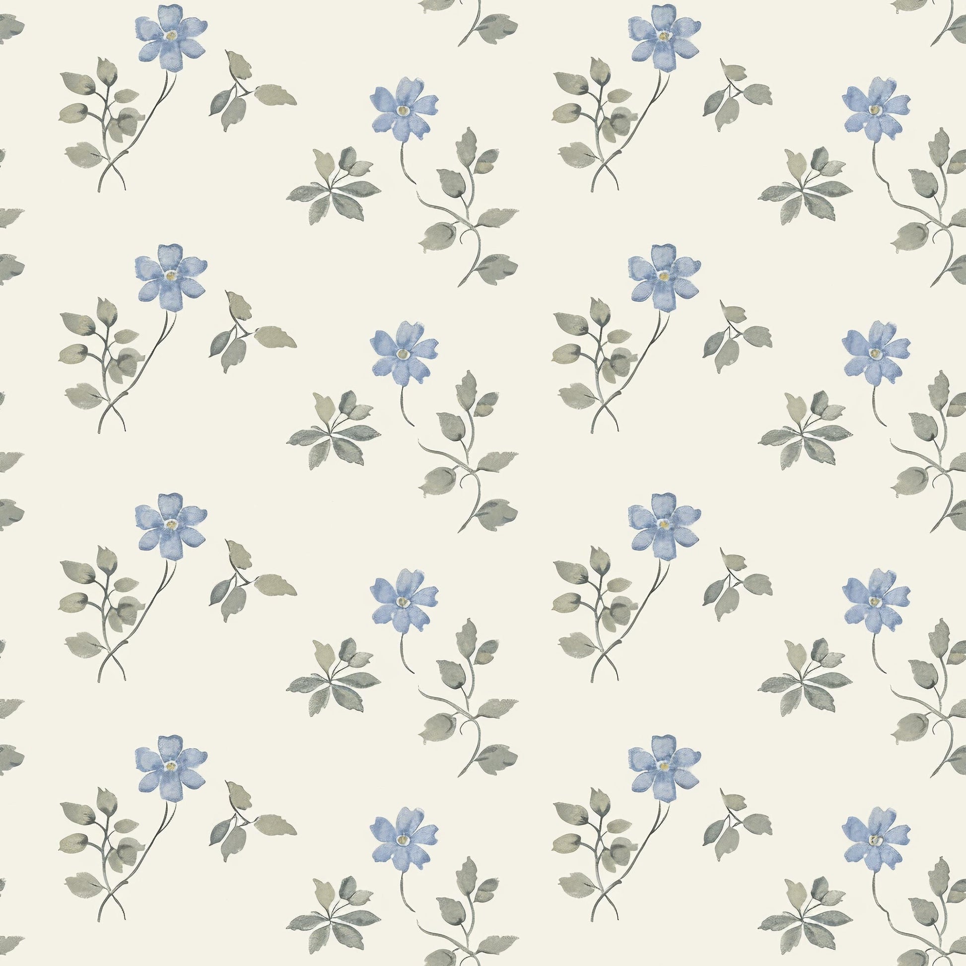 Simple Blue Flowers Fabric - Shop now at American Fabric Prints