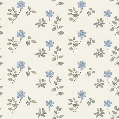 Simple Blue Flowers Fabric - Shop now at American Fabric Prints