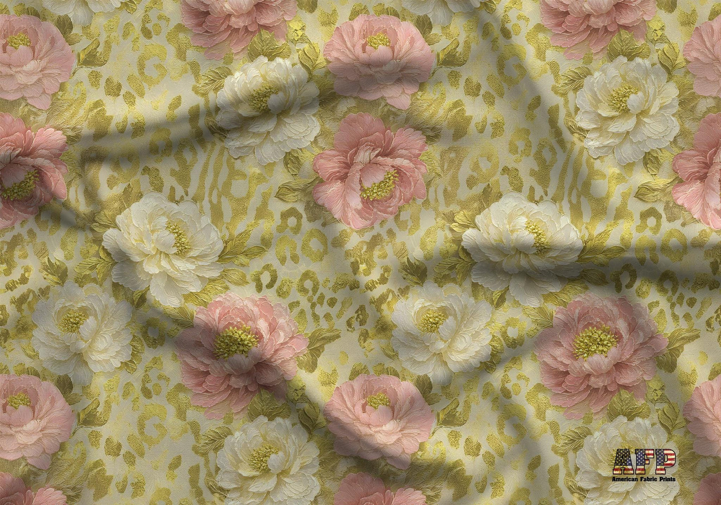 Gold Leopard Floral Fabric - Shop now at American Fabric Prints