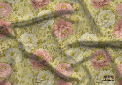Gold Leopard Floral Fabric - Shop now at American Fabric Prints