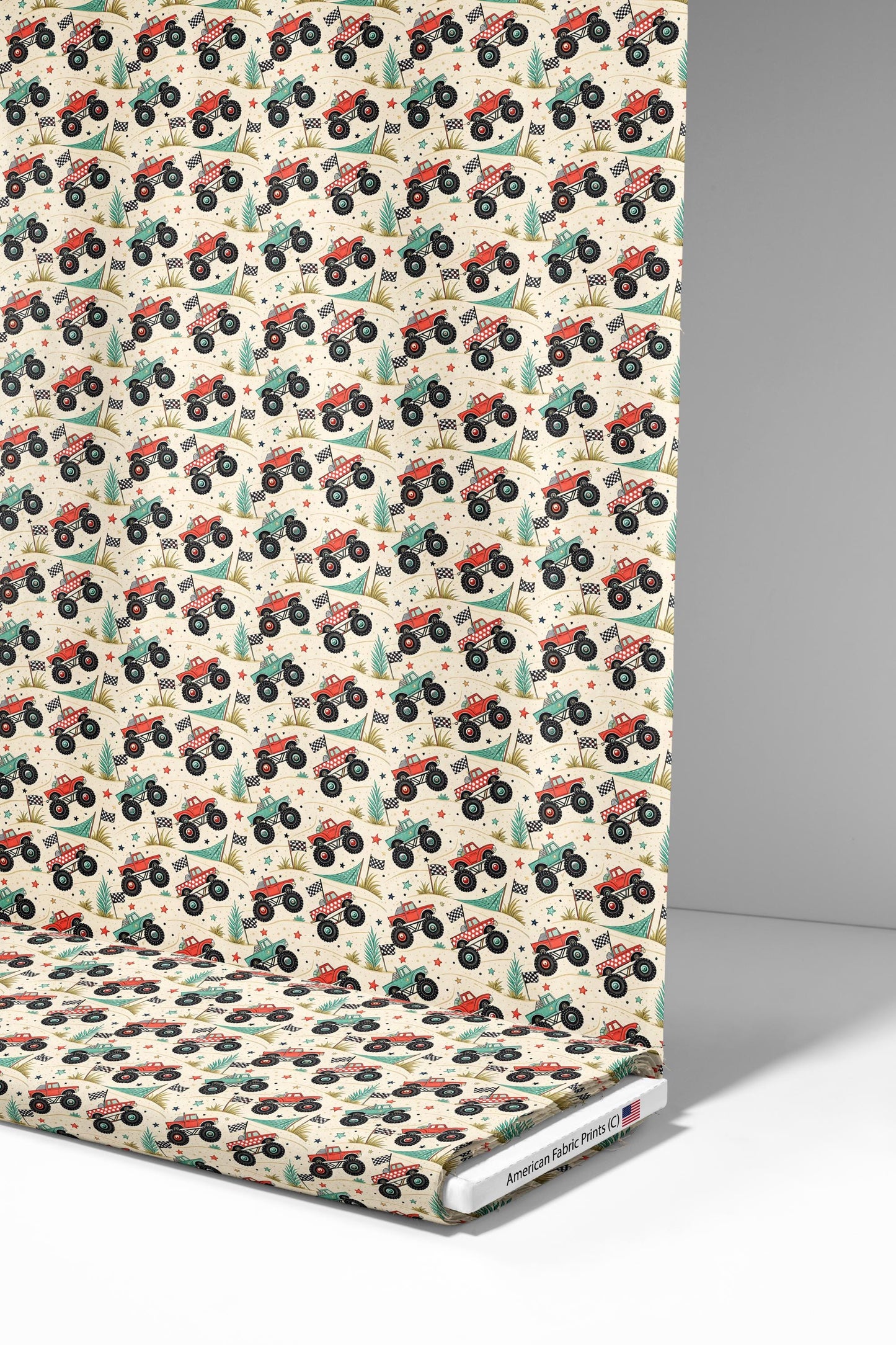 Monster Trucks Fabric - Shop now at American Fabric Prints