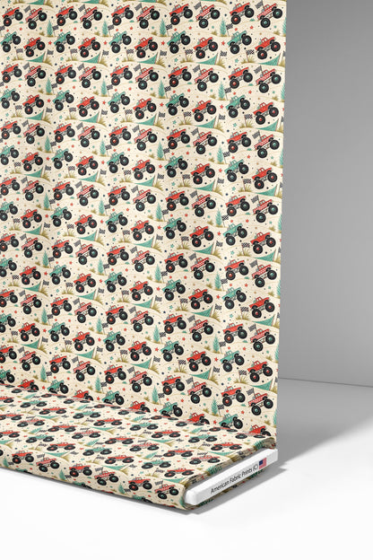 Monster Trucks Fabric - Shop now at American Fabric Prints