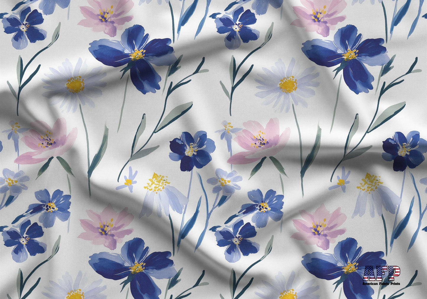 Blue Ditsy Floral Fabric - Shop now at American Fabric Prints