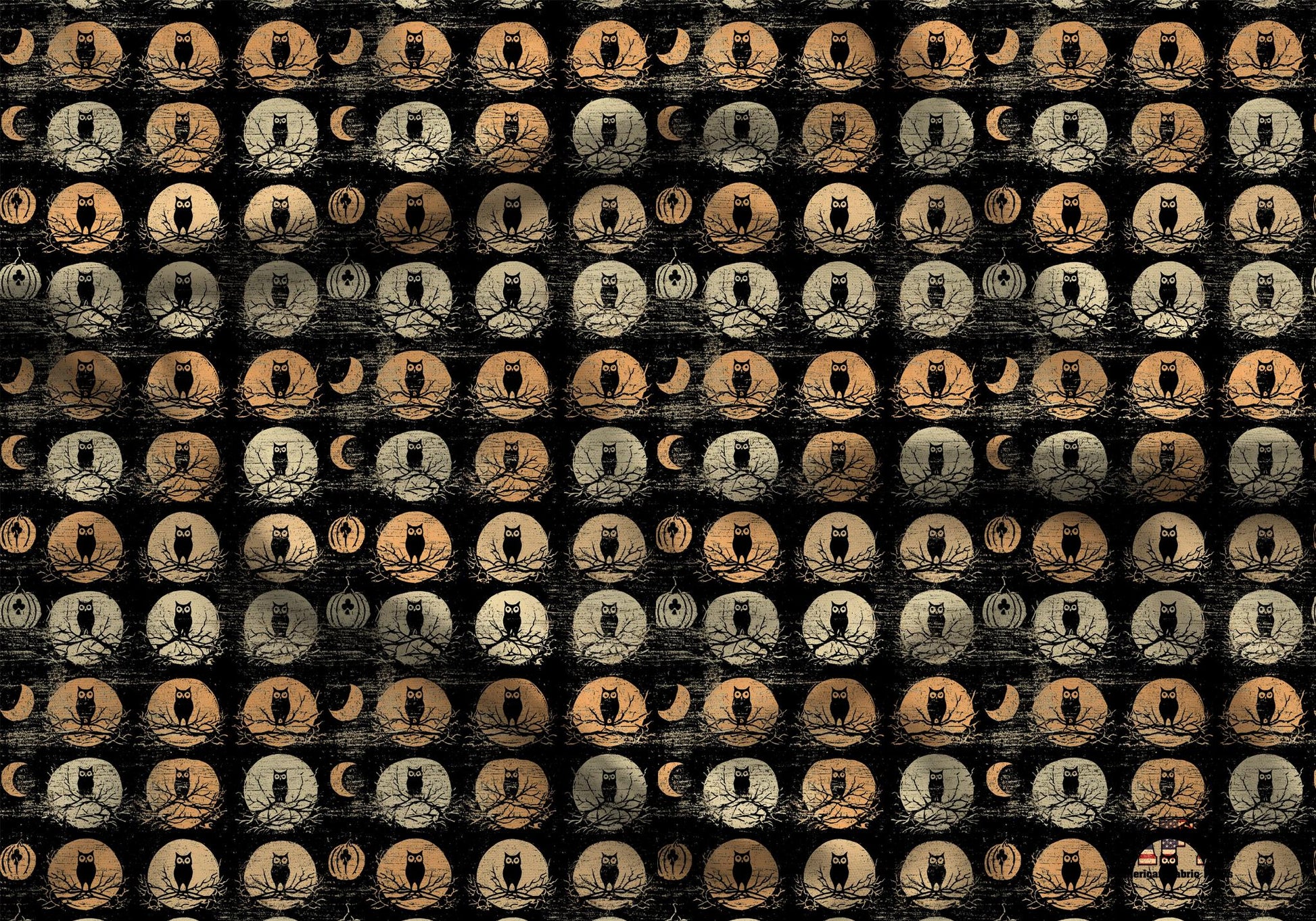 Vintage Halloween Owls Fabric - Shop now at American Fabric Prints