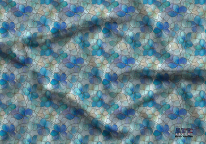 Stain Glass Blue Florals Fabric - Shop now at American Fabric Prints
