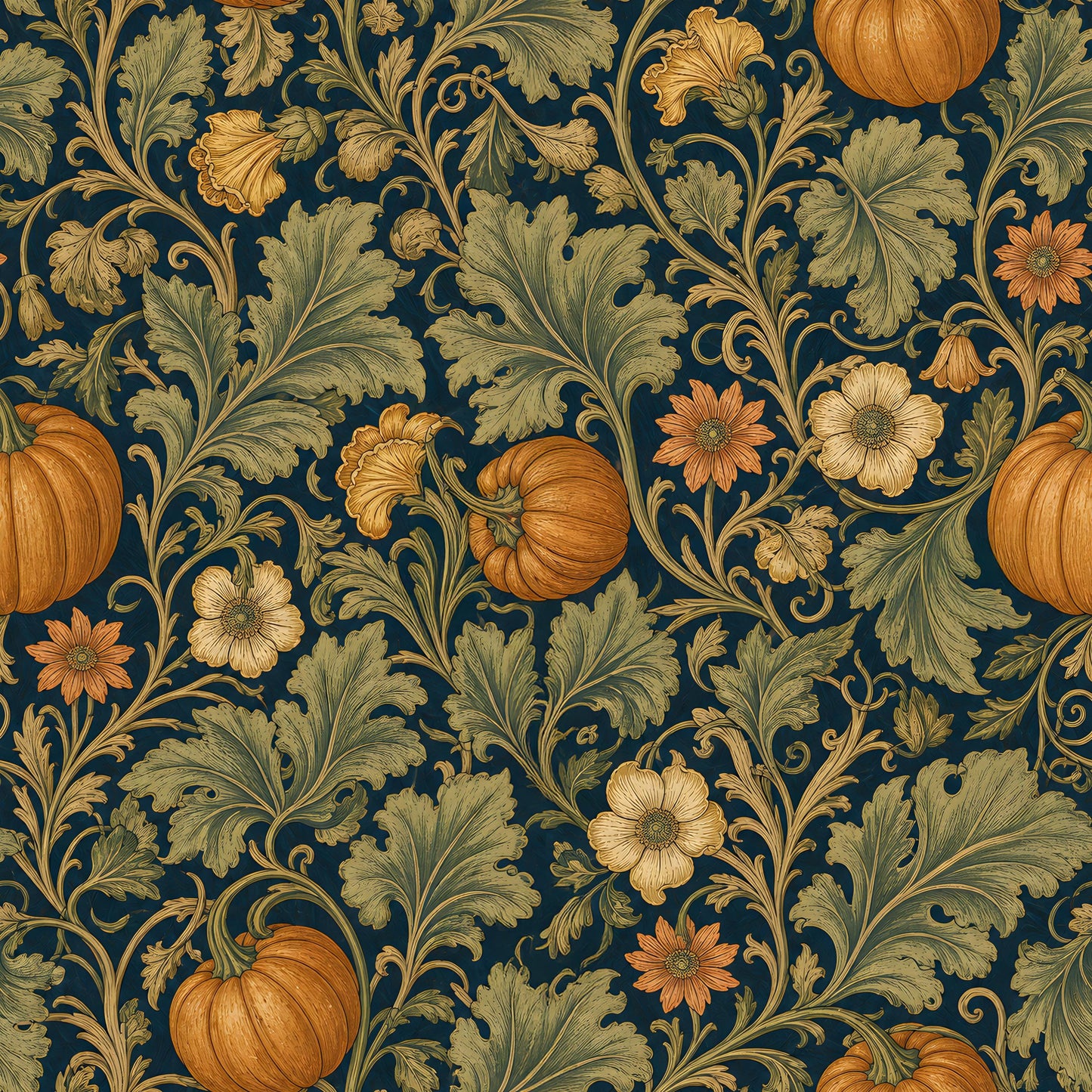 Victorian Pumpkin Floral Fabric - Shop now at American Fabric Prints