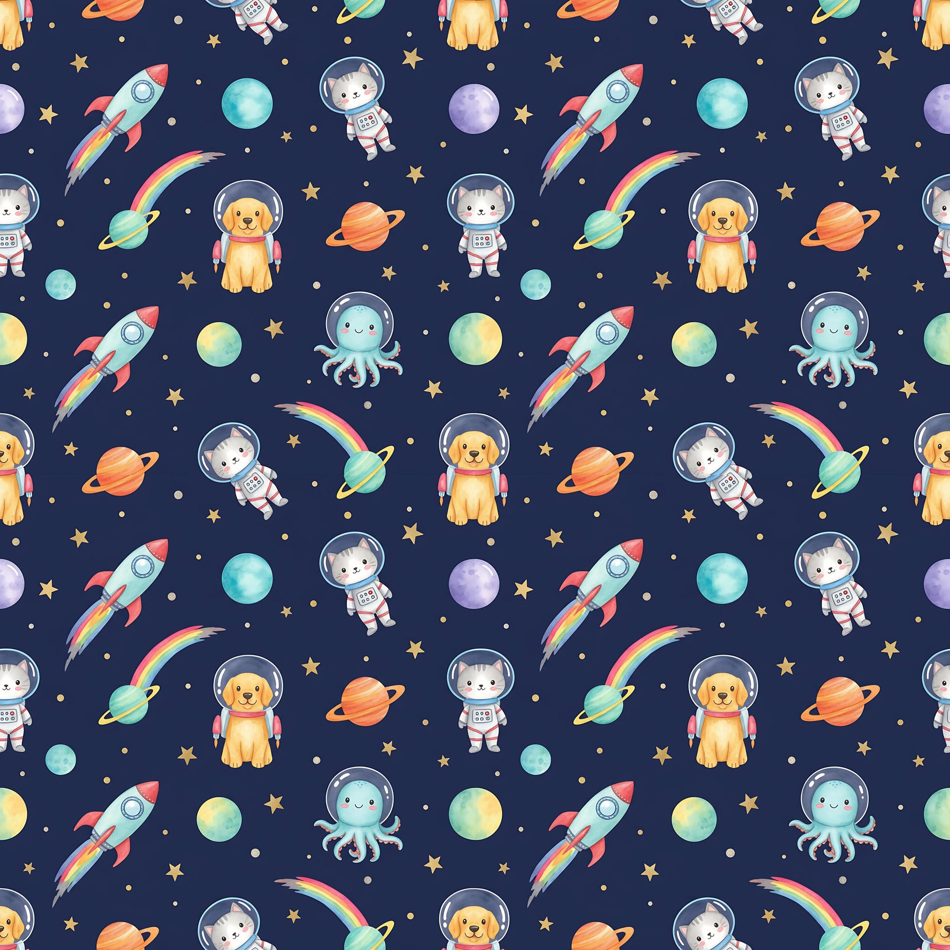 Space Animals Fabric - Shop now at American Fabric Prints