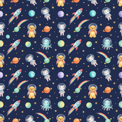 Space Animals Fabric - Shop now at American Fabric Prints