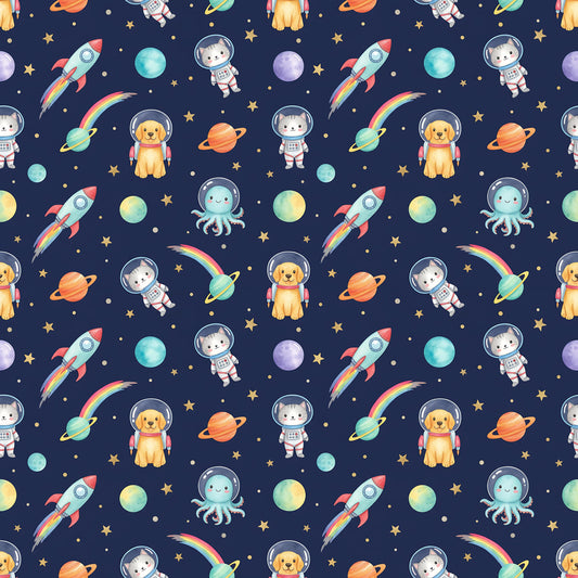Space Animals Fabric - Shop now at American Fabric Prints