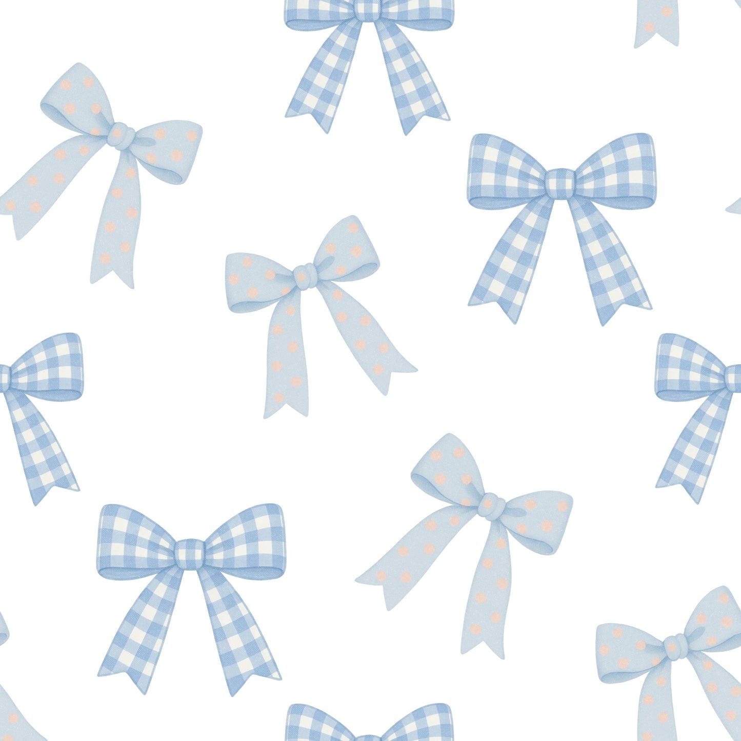 Blue Gingham Bows Fabric - Shop now at American Fabric Prints