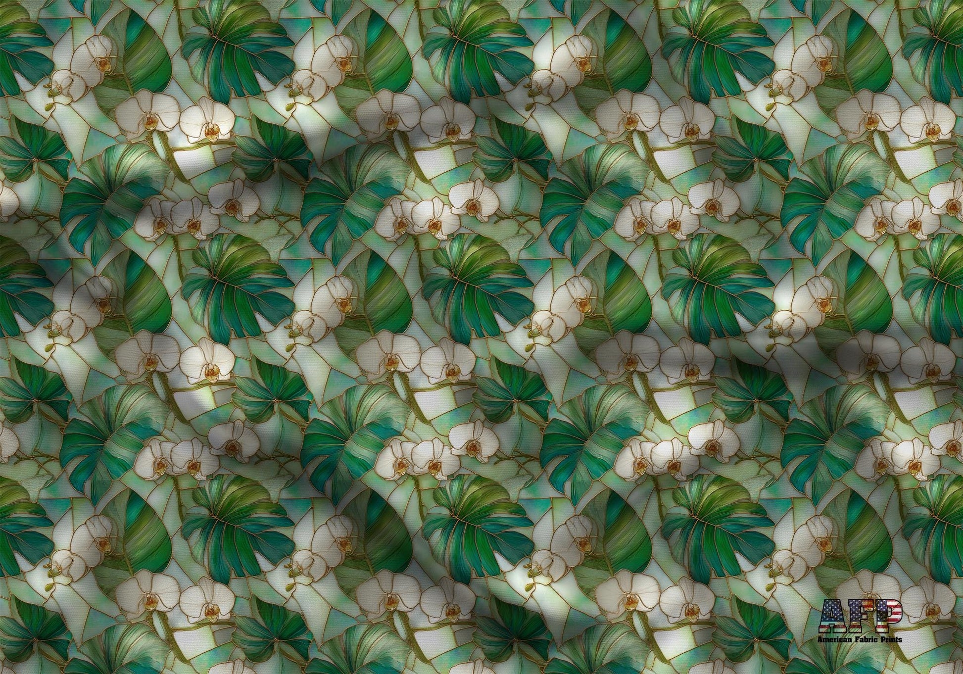 Stain Glass Island Floral Fabric - Shop now at American Fabric Prints