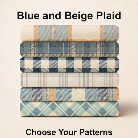 Blue and Beige Plaid Fabric Bundle Set - Shop now at American Fabric Prints