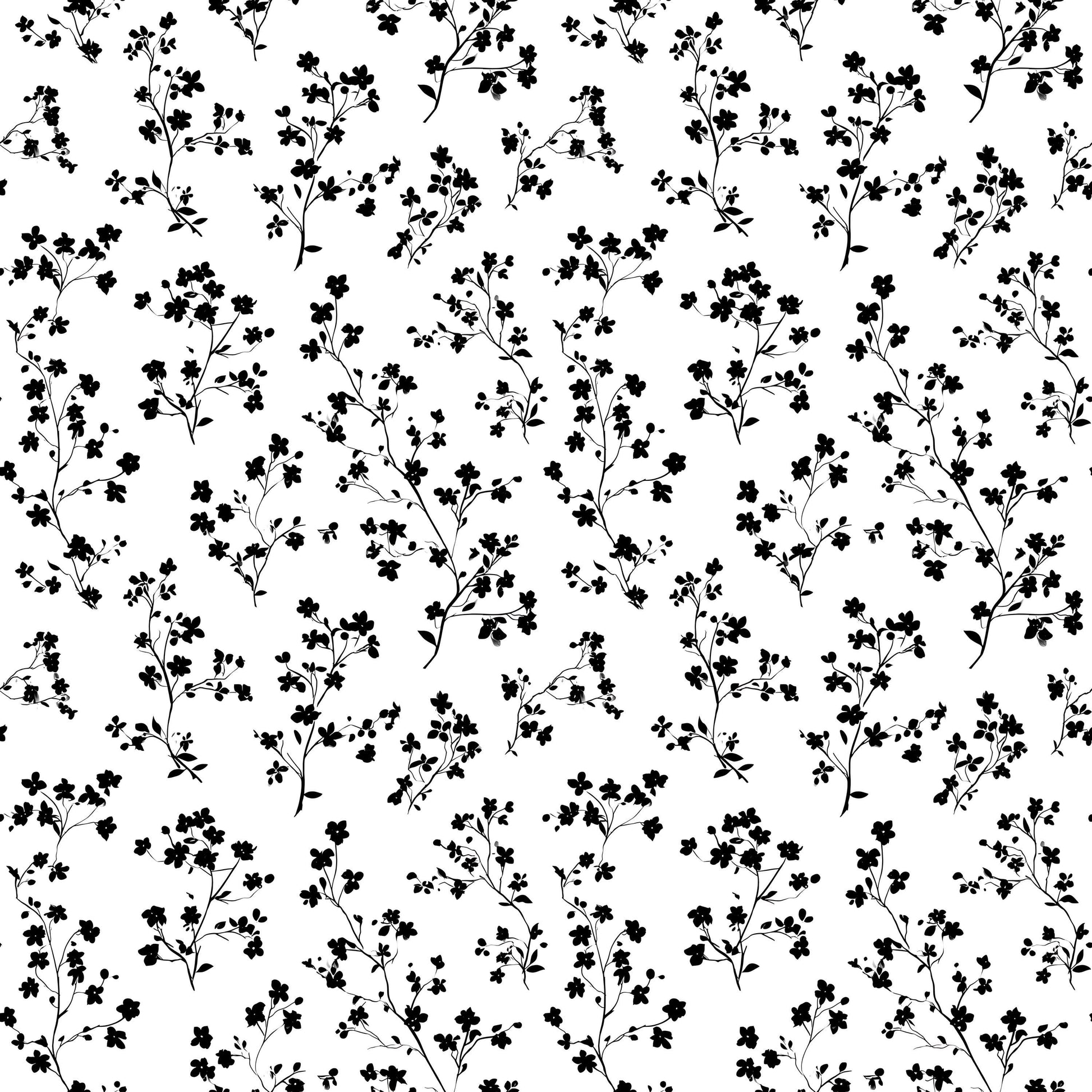 Black Dainty Wildflower Fabric - Shop now at American Fabric Prints