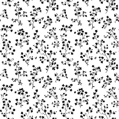 Black Dainty Wildflower Fabric - Shop now at American Fabric Prints