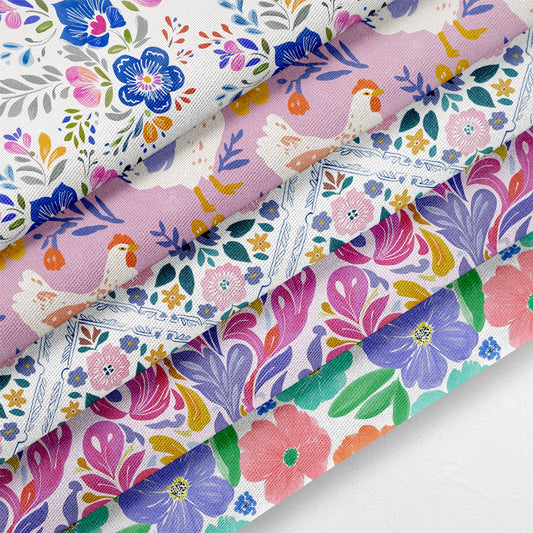 Floral Quilt Patterns | Chicken Quilting | Pink Florals | Farmhouse Patterns | Chic Fabric | Made in USA | American Fabric Prints