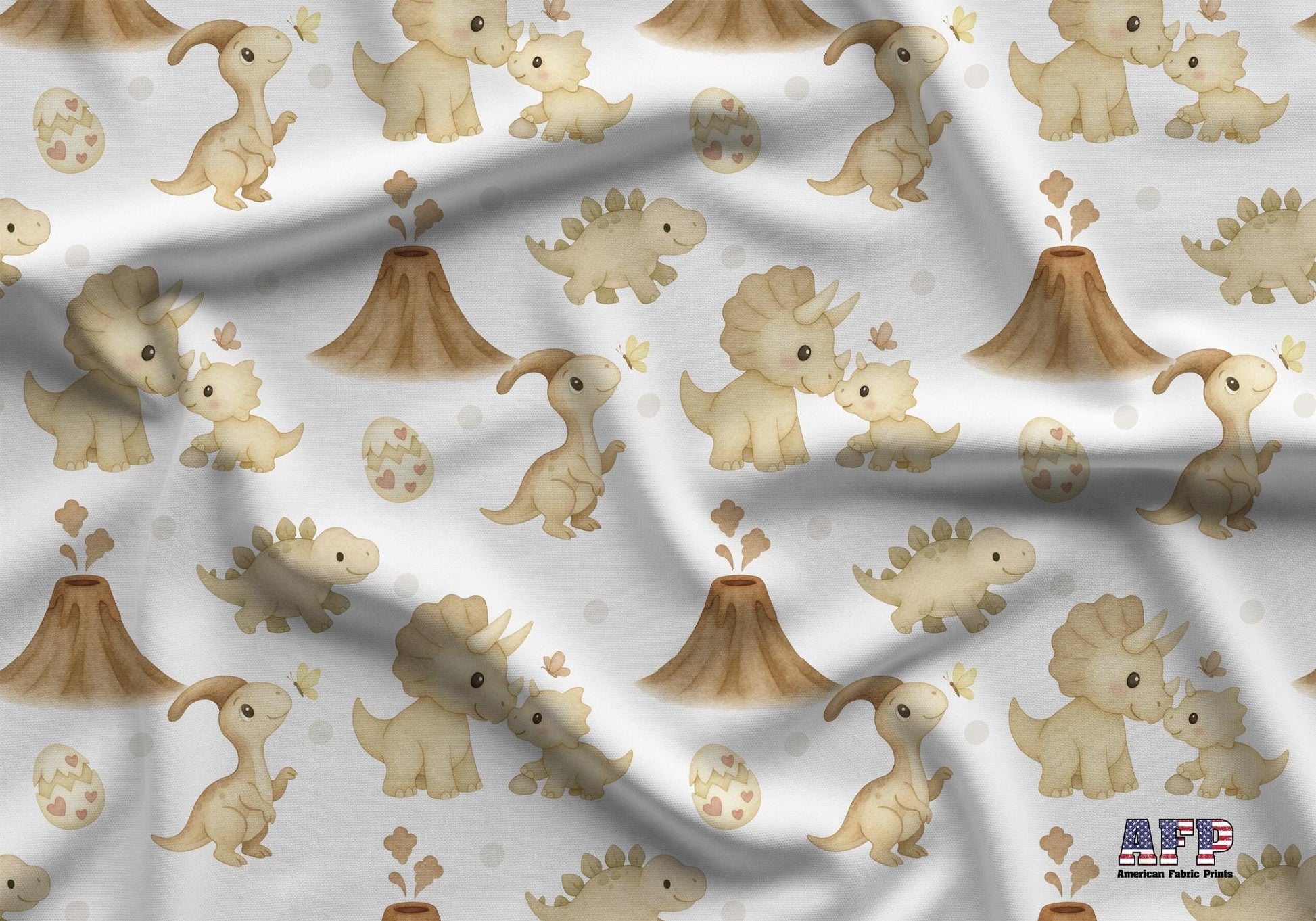 Neutral Dinosaurs Fabric - Shop now at American Fabric Prints