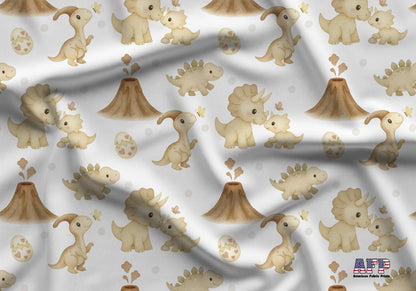 Neutral Dinosaurs Fabric - Shop now at American Fabric Prints