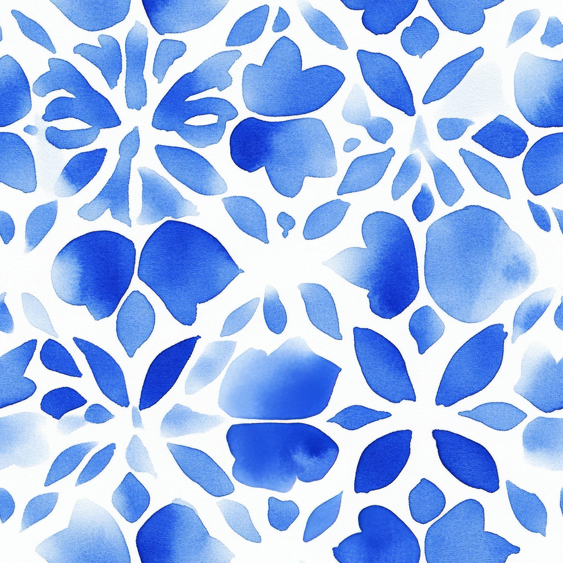 Blue Watercolor Mosaic Fabric - Shop now at American Fabric Prints