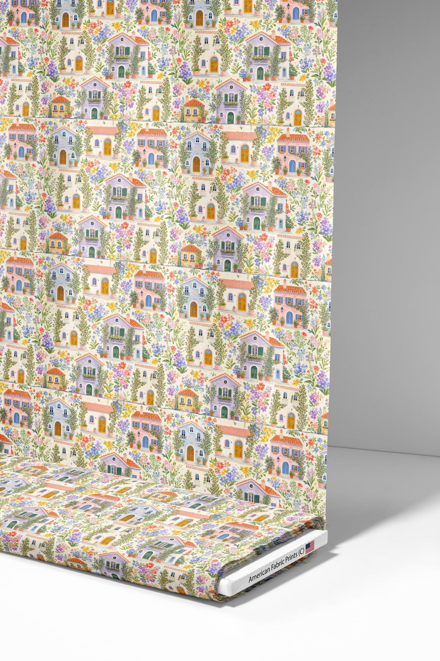 Mediterranean Floral Village Fabric - Shop now at American Fabric Prints