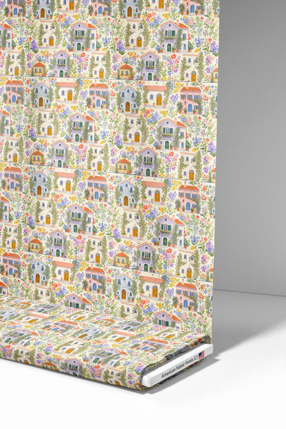 Mediterranean Floral Village Fabric - Shop now at American Fabric Prints