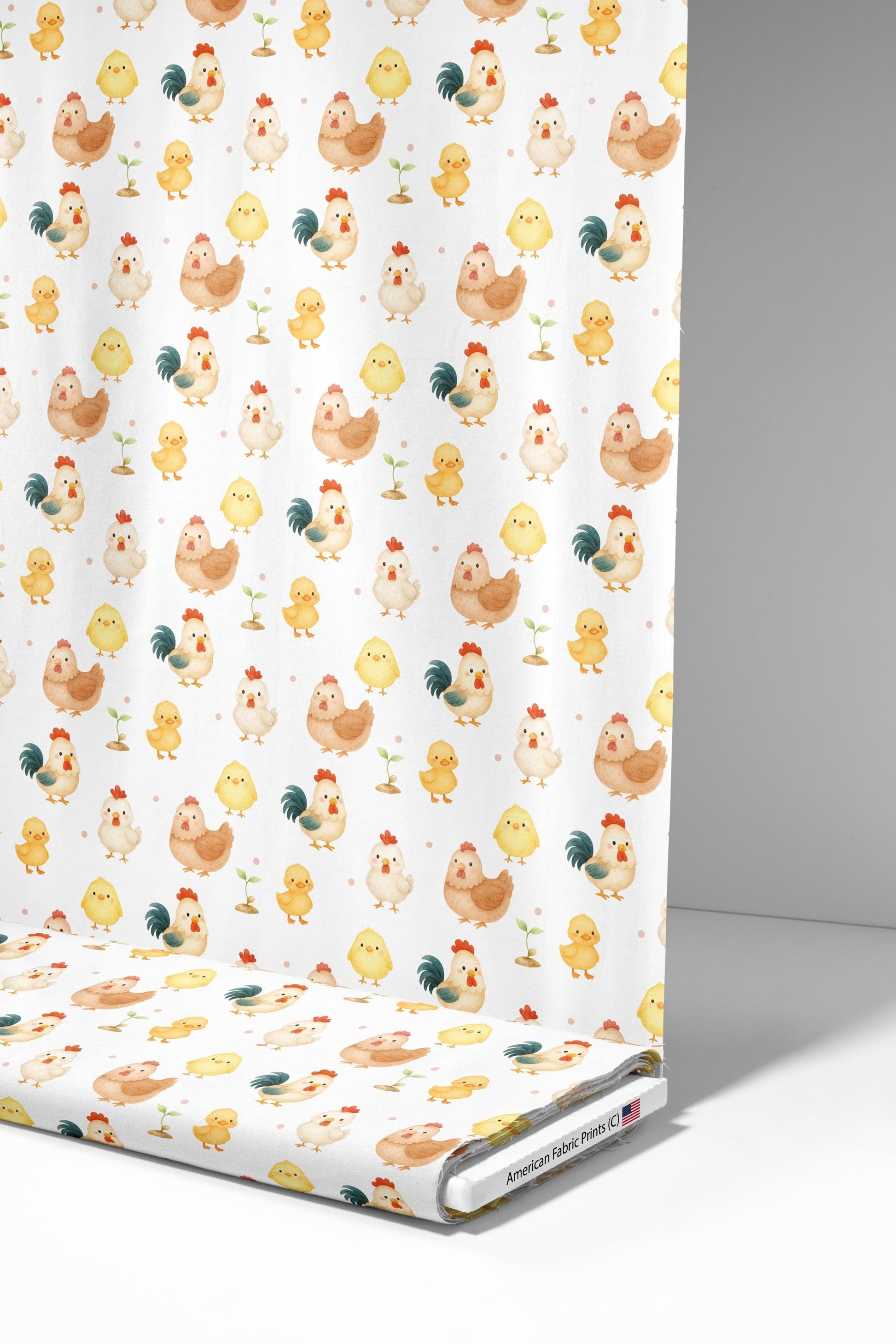 Farmyard Chicks Fabric - Shop now at American Fabric Prints