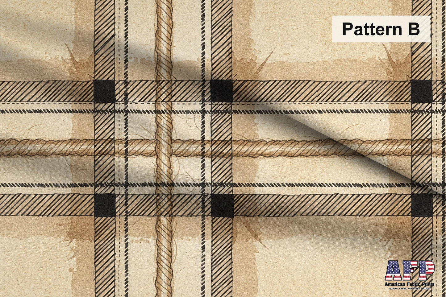 Beige Plaid 3 Fabric Bundle Set - Shop now at American Fabric Prints