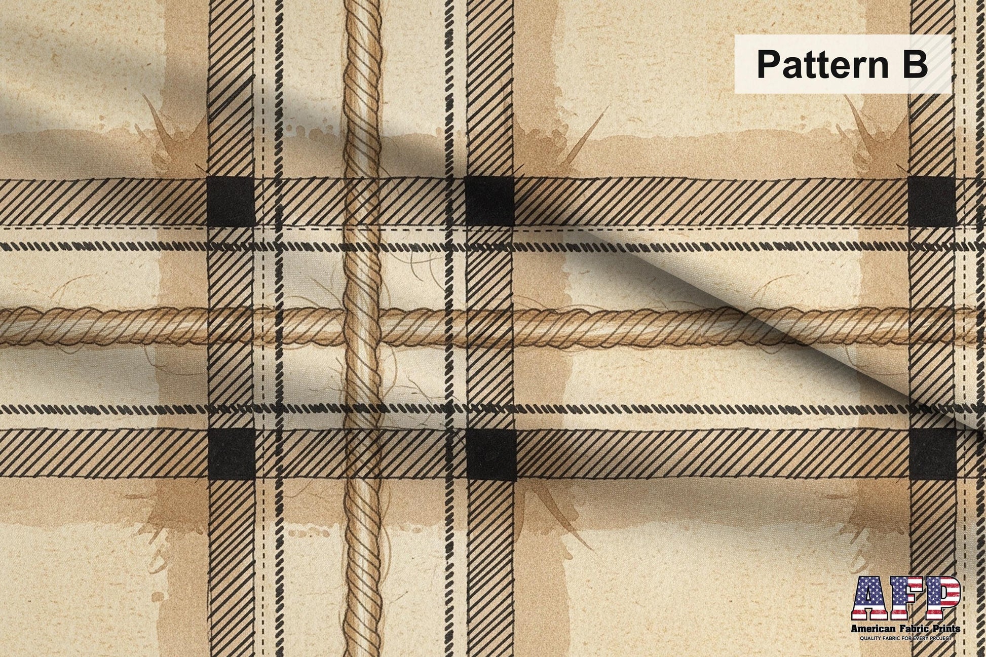 Beige Plaid 3 Fabric Bundle Set - Shop now at American Fabric Prints