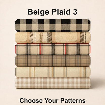Beige Plaid 3 Fabric Bundle Set - Shop now at American Fabric Prints