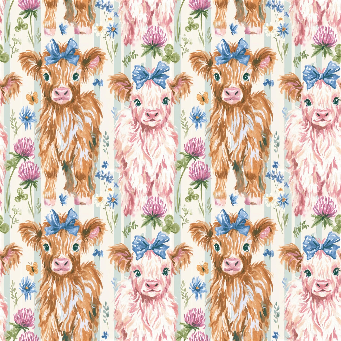 Preppy Highland Cow Fabric - Shop now at American Fabric Prints
