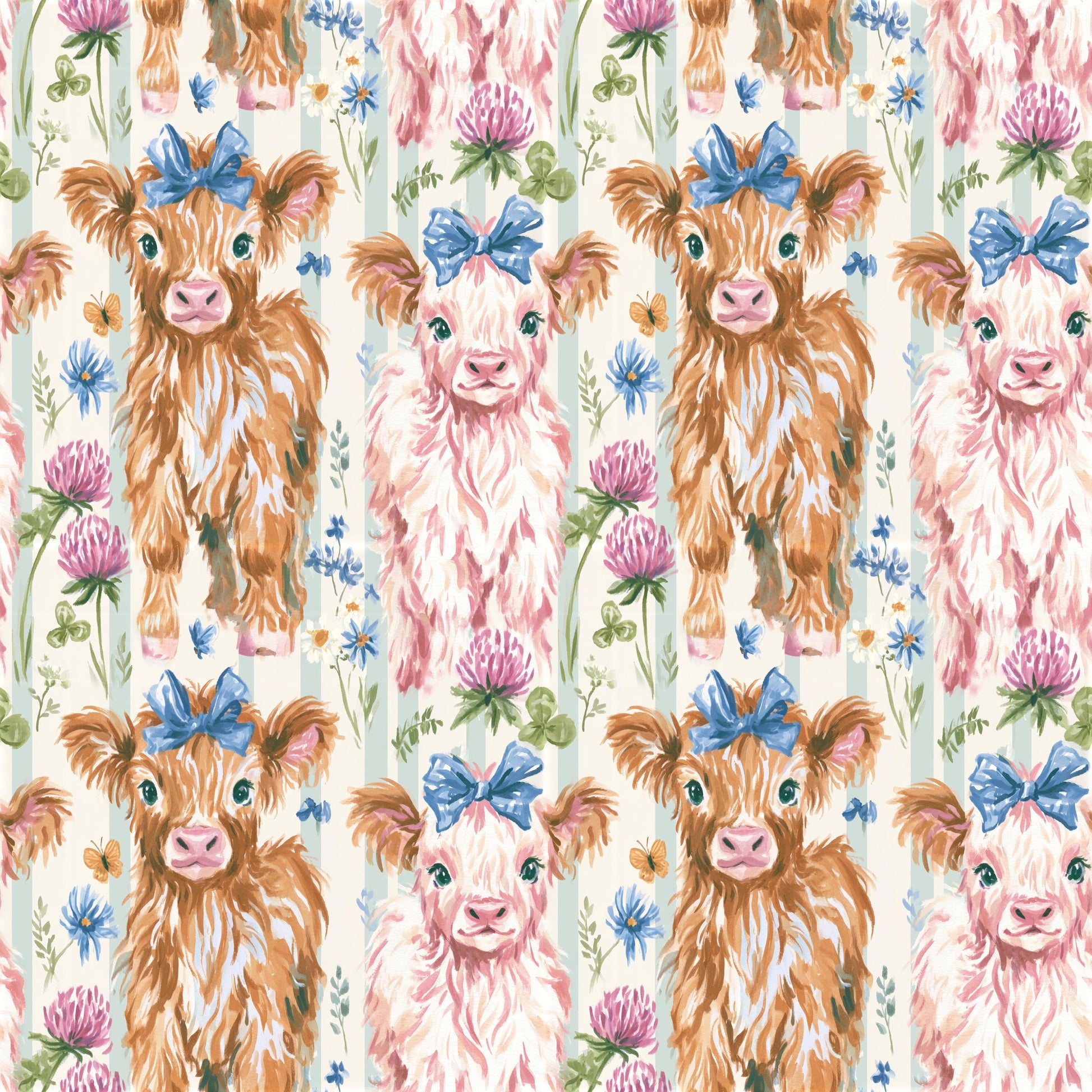 Preppy Highland Cow Fabric - Shop now at American Fabric Prints