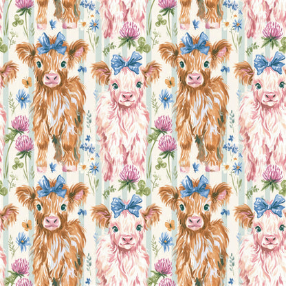 Preppy Highland Cow Fabric - Shop now at American Fabric Prints