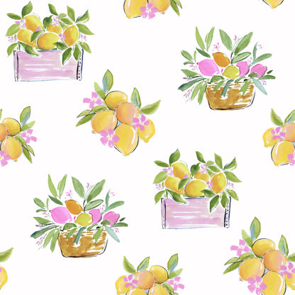 Lemon Baskets Fabric - Shop now at American Fabric Prints