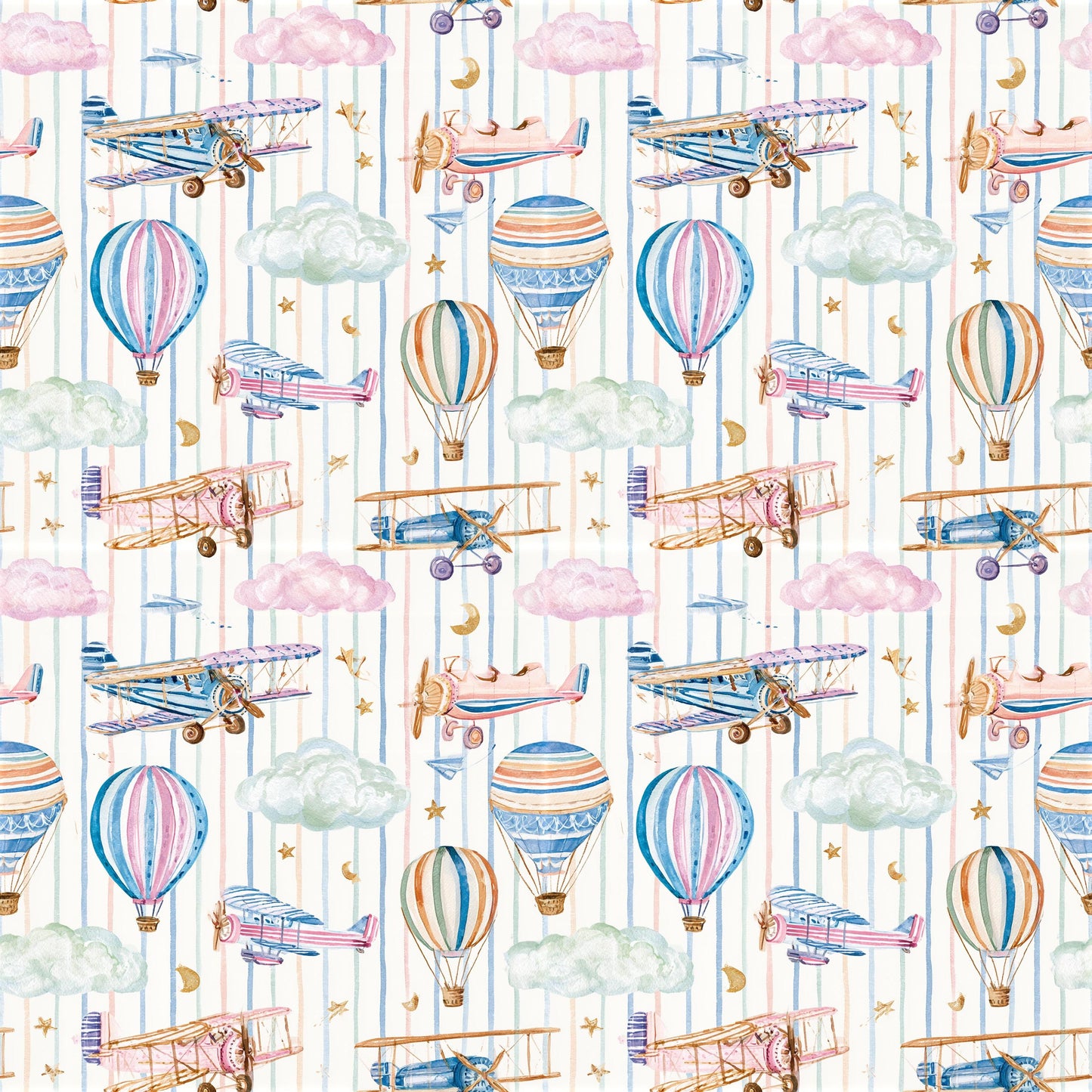Preppy Sky Transportation Fabric - Shop now at American Fabric Prints