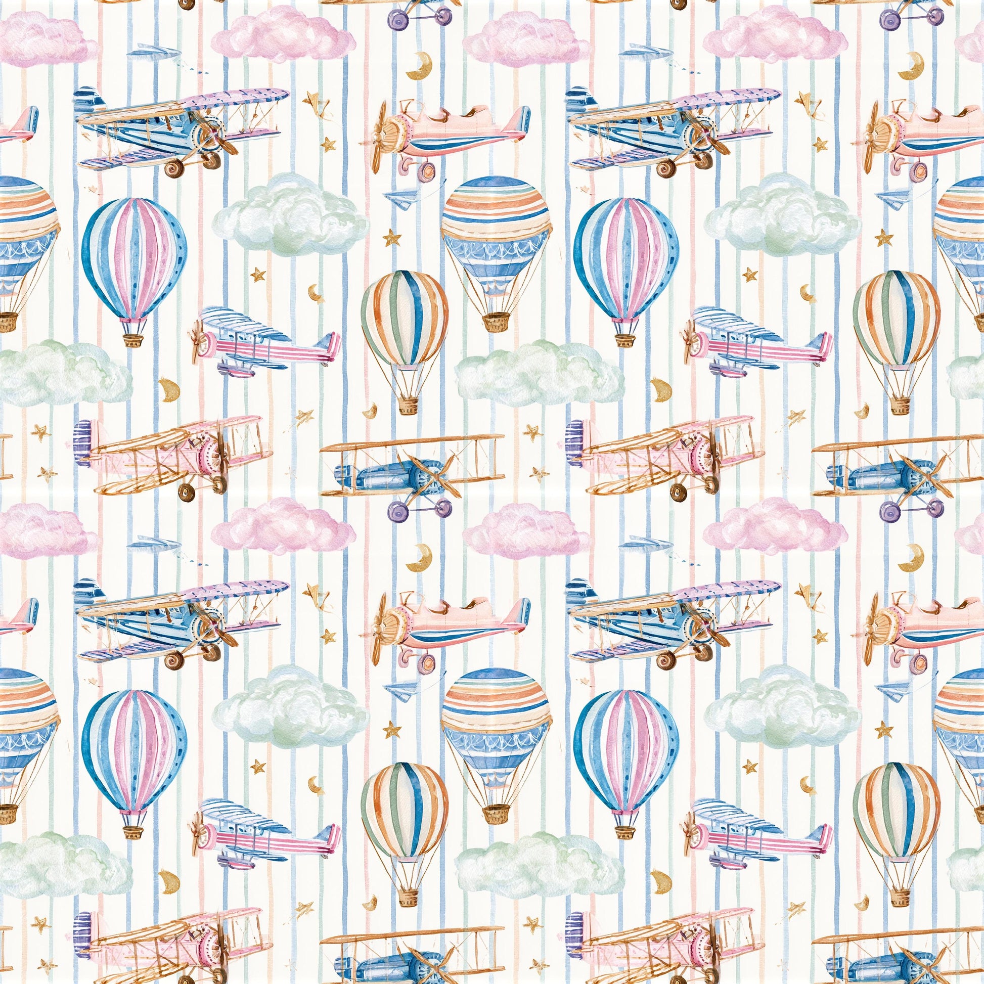 Preppy Sky Transportation Fabric - Shop now at American Fabric Prints