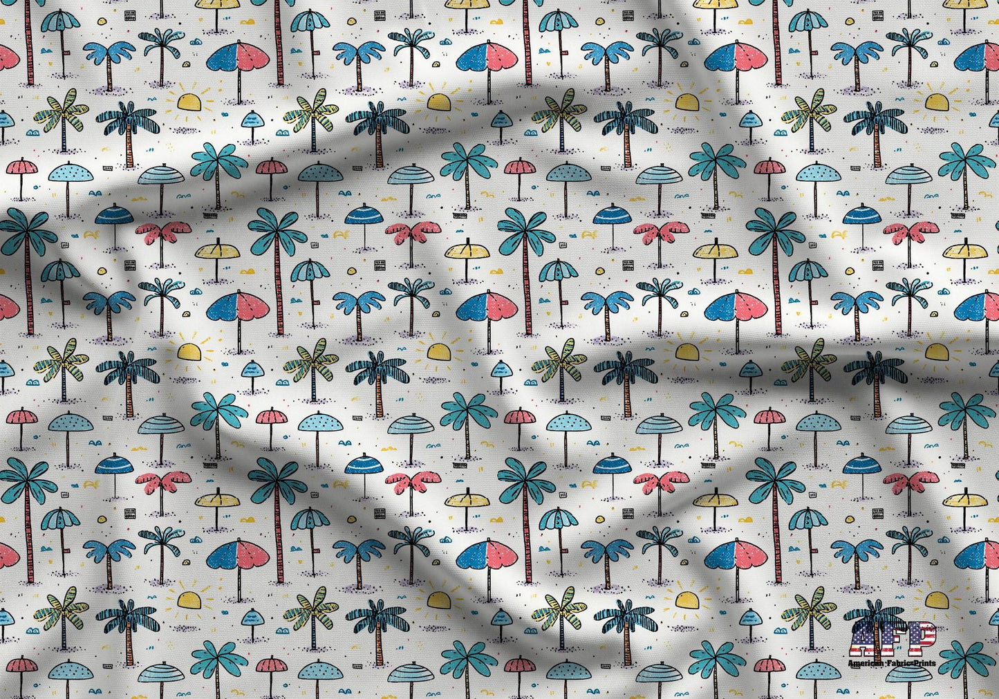 Doodle Beach Front Fabric - Shop now at American Fabric Prints