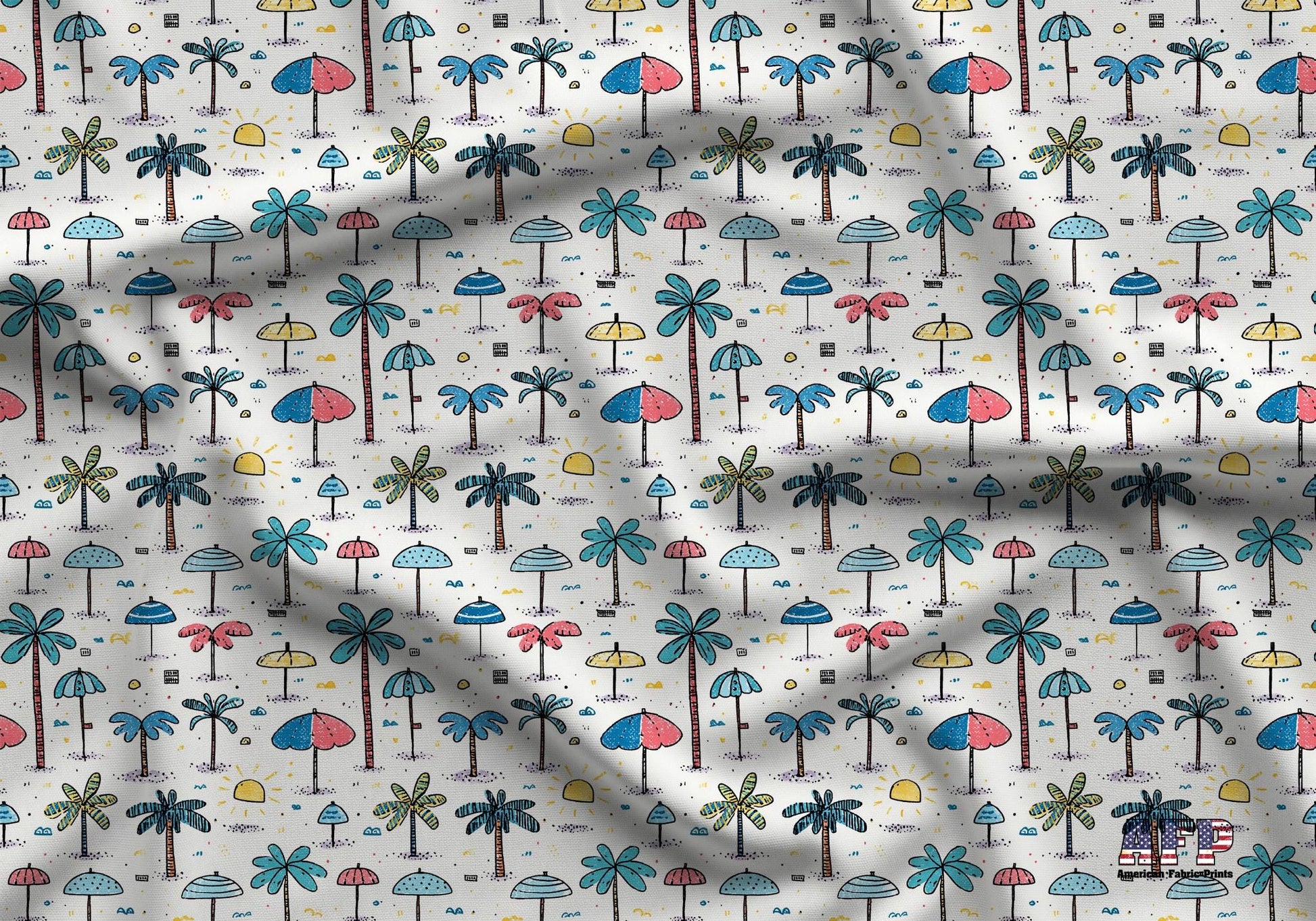 Doodle Beach Front Fabric - Shop now at American Fabric Prints