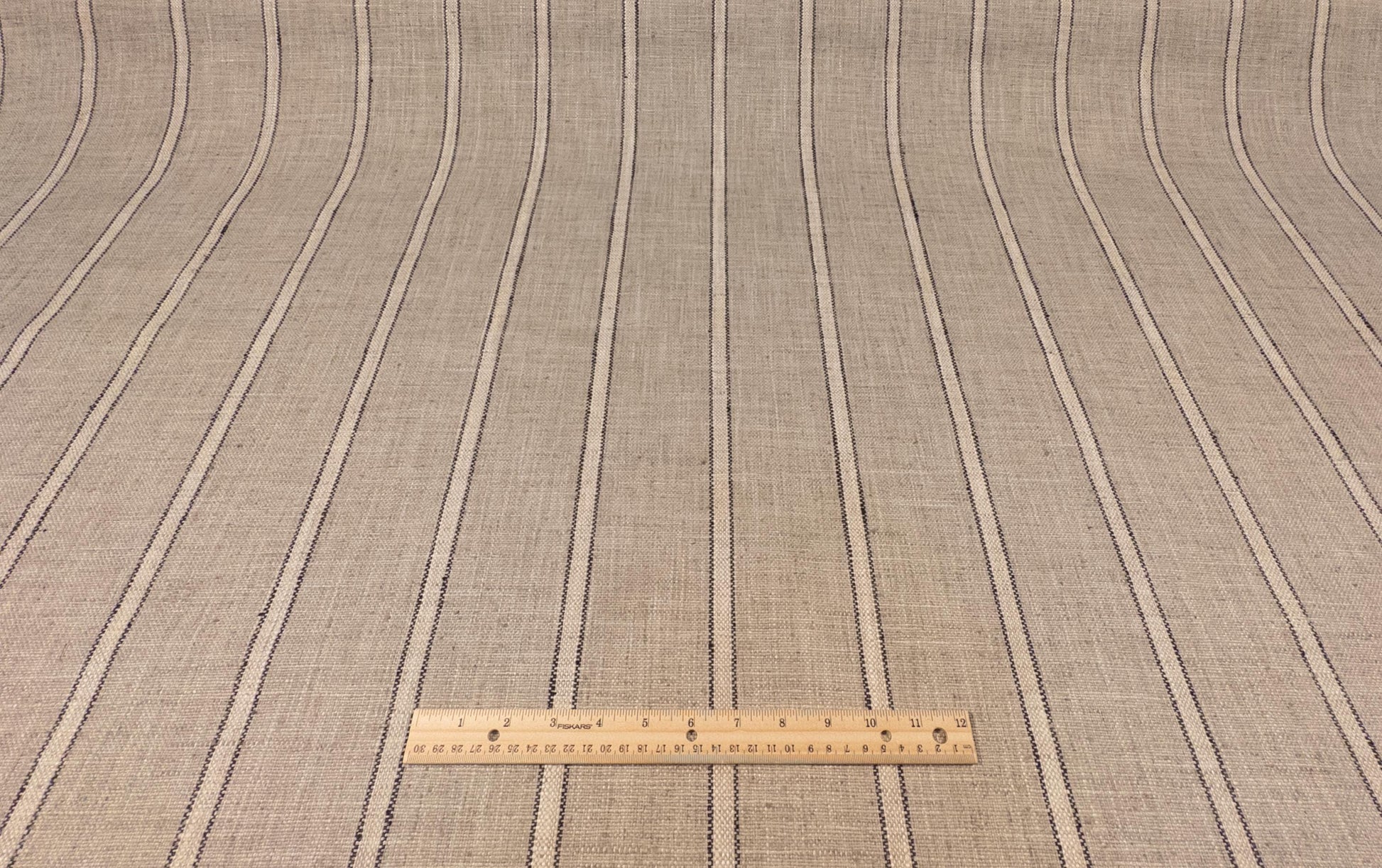 Kravet Beige with Black Stripe Vintage Style Fabric.