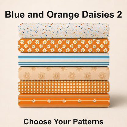 Blue and Orange Daisies 2 Fabric Bundle Set - Shop now at American Fabric Prints