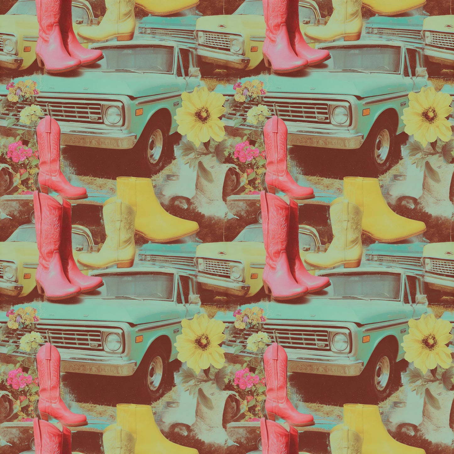 Retro Disco Cowgirl Fabric - Shop now at American Fabric Prints