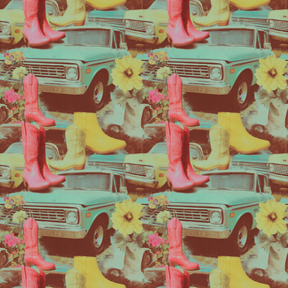 Retro Disco Cowgirl Fabric - Shop now at American Fabric Prints