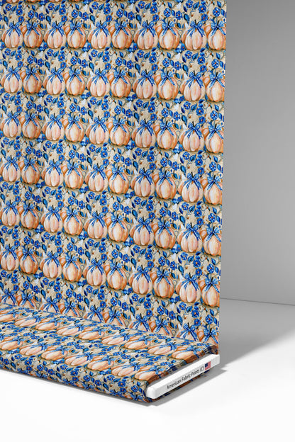 Preppy Halloween Pumpkins Fabric - Shop now at American Fabric Prints