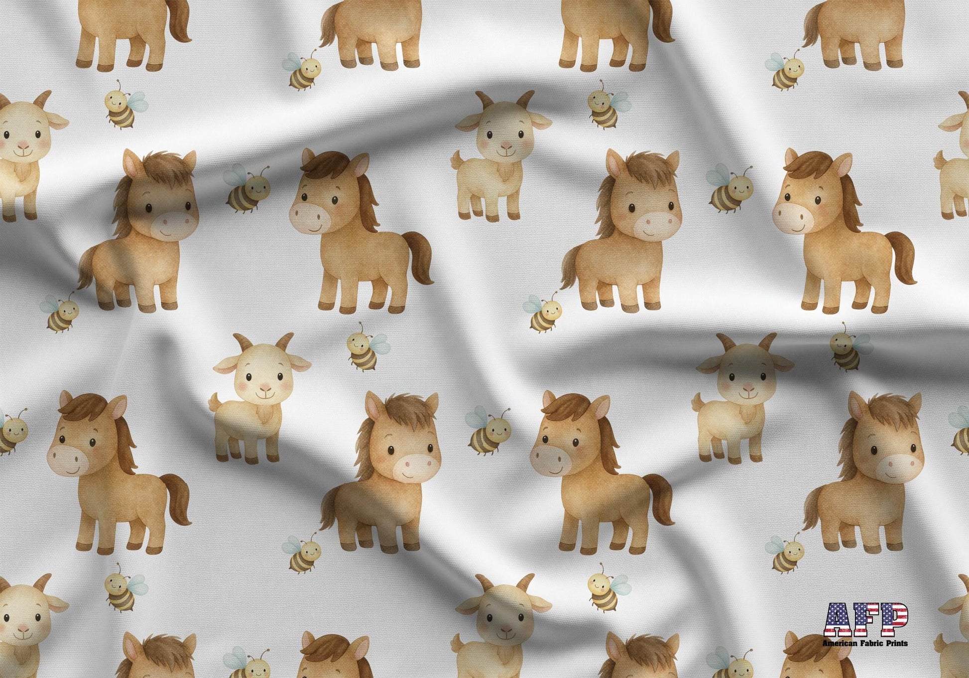 Bees, Horses, and Goats Fabric - Shop now at American Fabric Prints