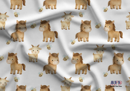 Bees, Horses, and Goats Fabric - Shop now at American Fabric Prints