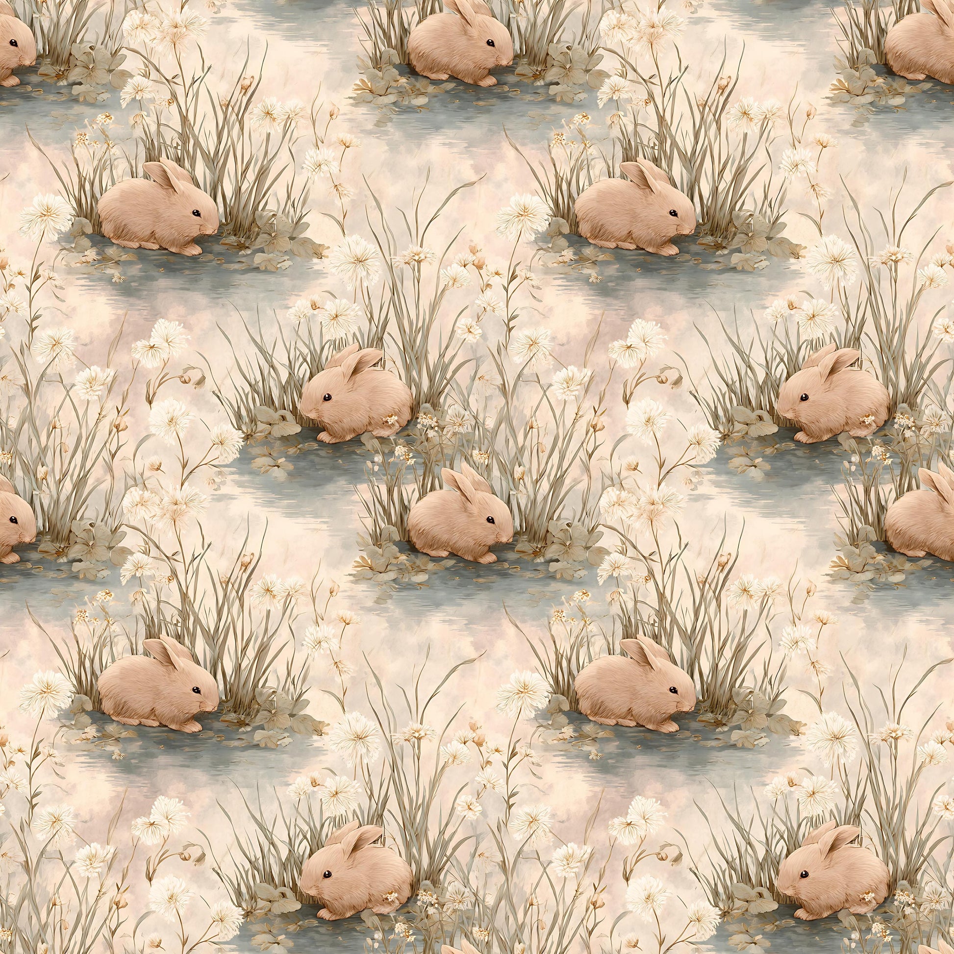 Watercolor Bunny Meadow Fabric - Shop now at American Fabric Prints