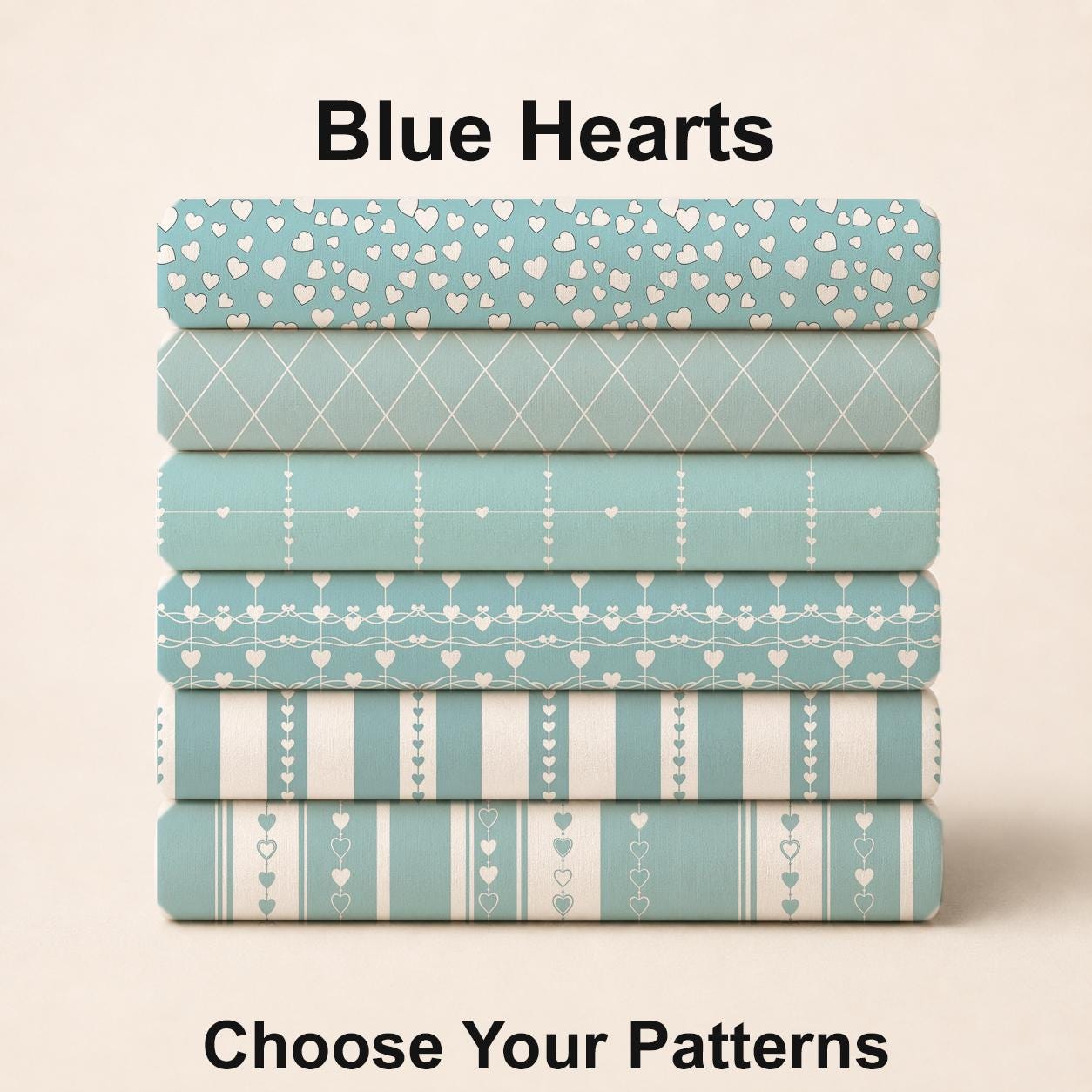 Blue Hearts Fabric Bundle Set - Shop now at American Fabric Prints