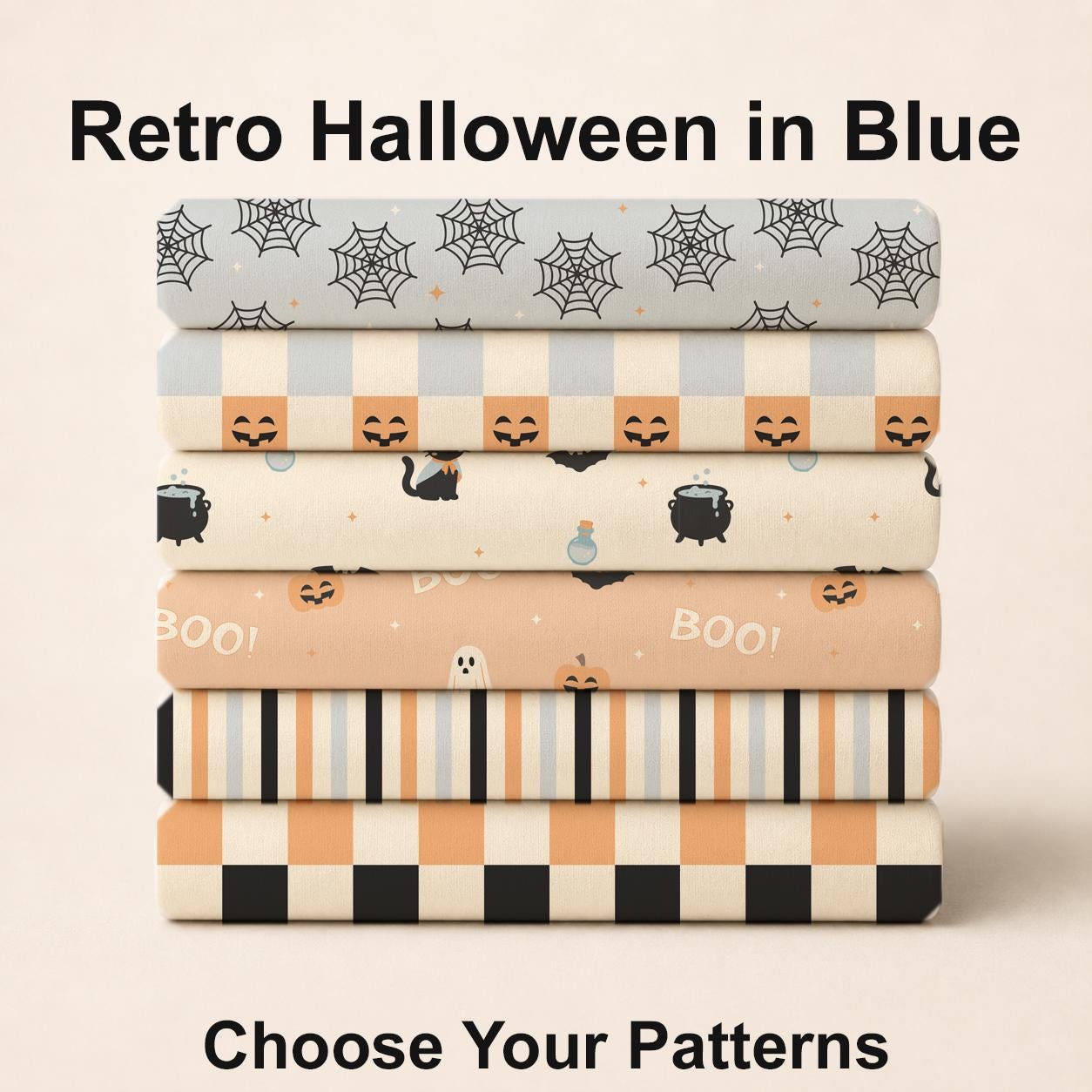 Retro Halloween in Blue Fabric Bundle Set - Shop now at American Fabric Prints