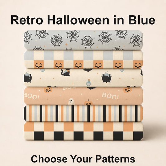 Retro Halloween in Blue Fabric Bundle Set - Shop now at American Fabric Prints