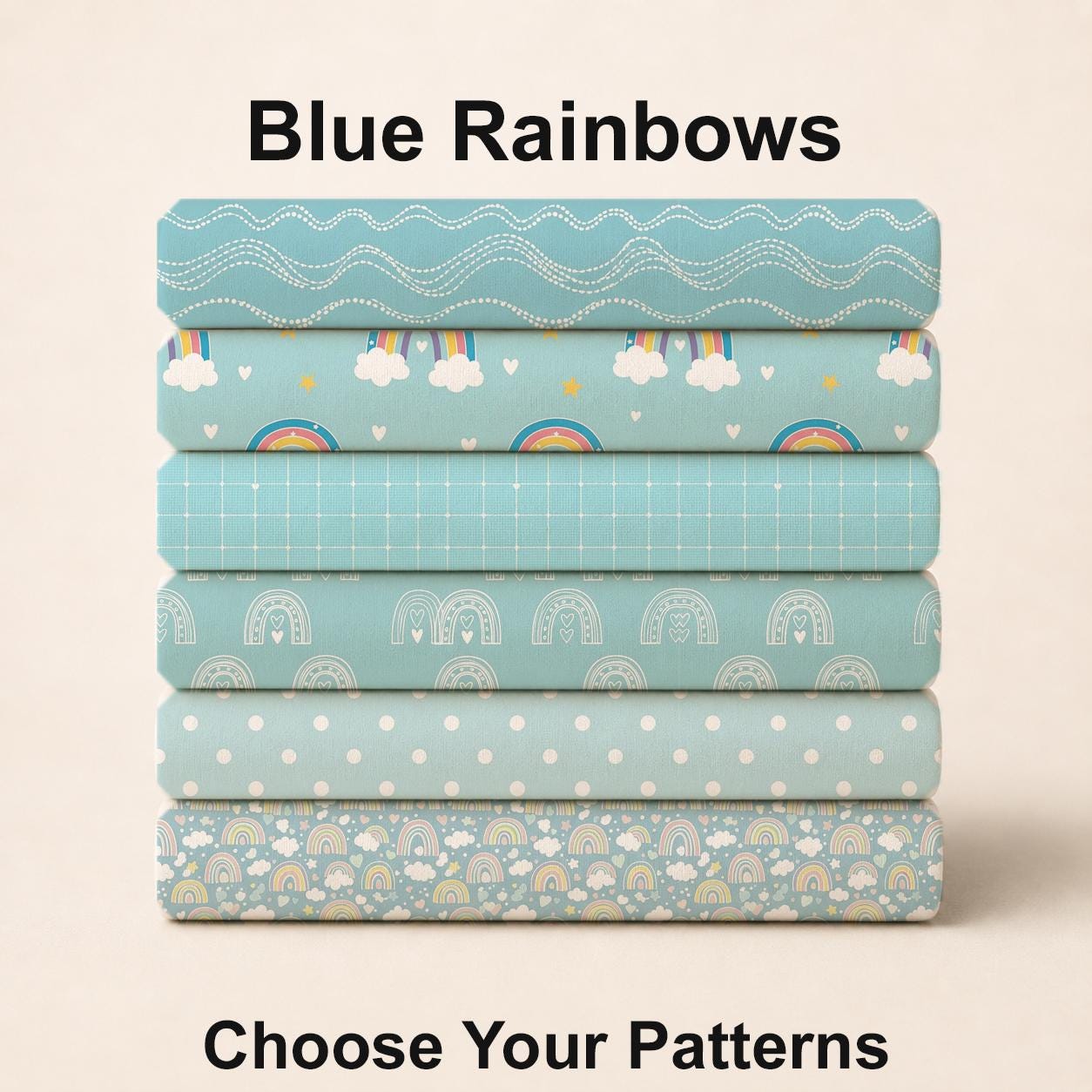 Blue Rainbows Fabric Bundle Set - Shop now at American Fabric Prints