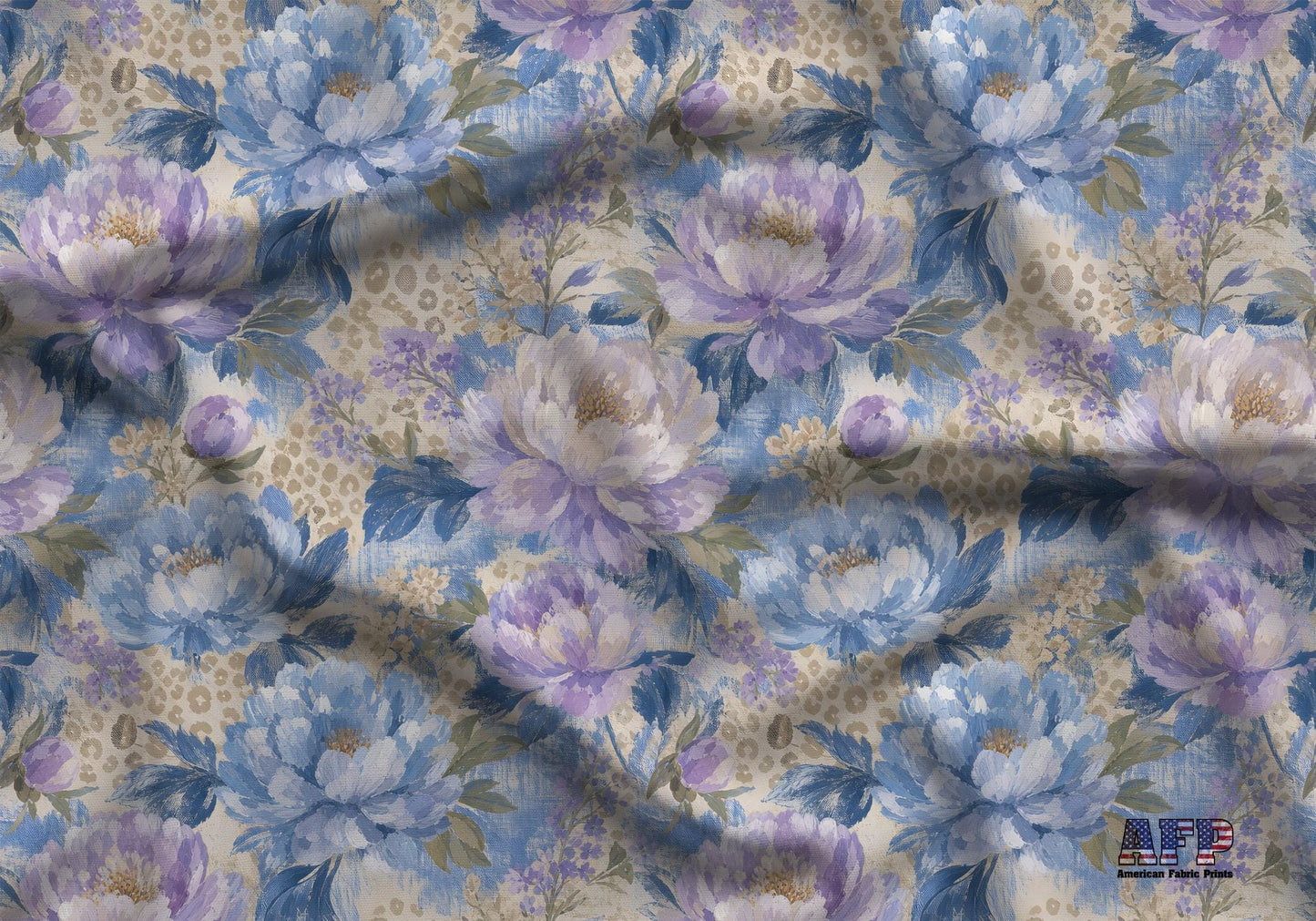 Purple Peony Leopard Fabric - Shop now at American Fabric Prints